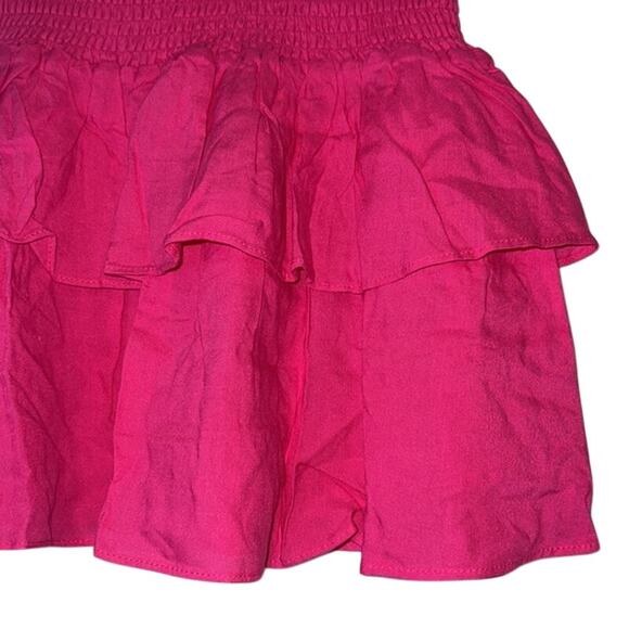 AQUA Ladies Hot Pink Linen Smocked Waist Ruffle Skirt, NWT!! - Picture 4 of 4